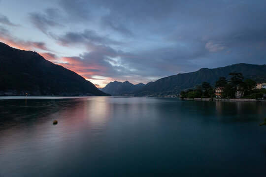 Sunset at Lago D'Iseo Italy, long exposure.