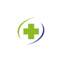 Medical and health care logo design with cross icon template