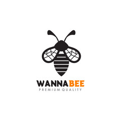 Single black bee logo icon design template