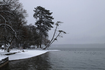 Brahmspromenade in Tutzing am Starnberger See im Winter
