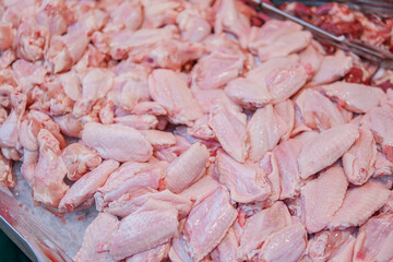 Raw fresh chicken meat and wing