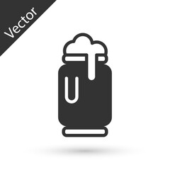 Grey Beer can with foam icon isolated on white background. Vector.