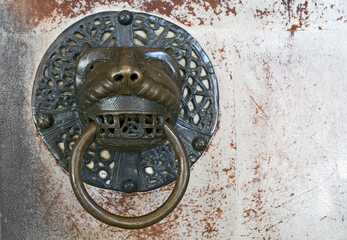 Alpirsbach, Germany: historical door handle at entrance gate of monastery