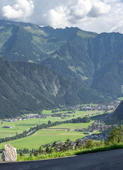 Fototapeta na wymiar Valley view of Zillertal villages in Tyrol Austria
