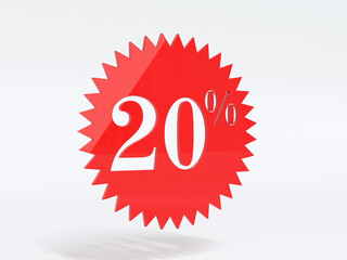 Sale 20 percent in red 3d rendering