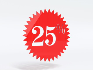 Sale 25 percent in red 3d rendering