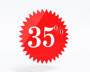 Sale 35 percent in red 3d rendering