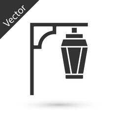 Grey Vintage street light icon isolated on white background. Vector.