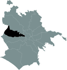 Black location map of Roman Municipio XIII – Aurelia municipality inside gray map of Rome, Italy