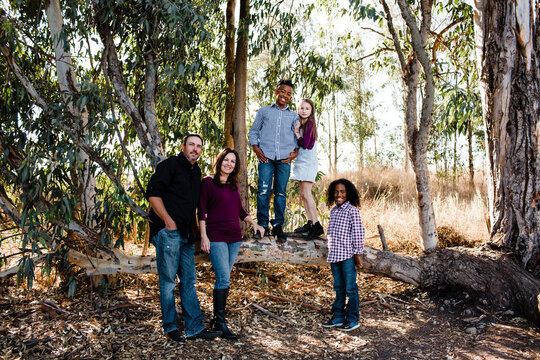 Family of Five Posing for Camera at Park in Chula Vista