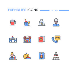 Restaurant - modern line design style icons set