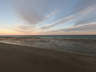 Atlantic coast at sunset near the Argentine town of Las Grutas