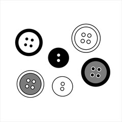 Set of colored buttons for decorating and sewing clothes and various accessories, accessory for fashion designers, vector image in doodle style, hand draw, isolate on a white background.