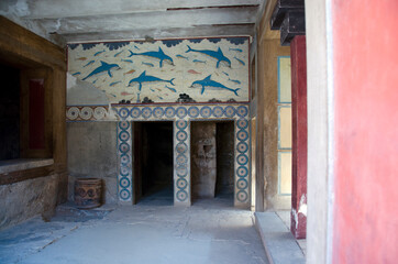 Details of Knossos palace near Heraklion, island of Crete, Greece