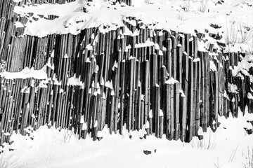 Rock organ pipes in winter time