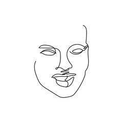 Gorgeous portrait continuous one line art. Abstract woman portrait. Glamour style. Modern minimalist art, aesthetic contour. Fashionable character. Avant garde style illustration