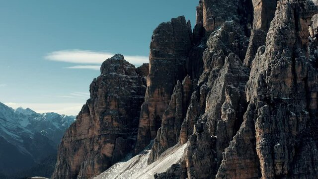 Aerial view over Italian alpen Dolomites