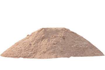 Pile of sand in construction site isolated on white background included clipping path.