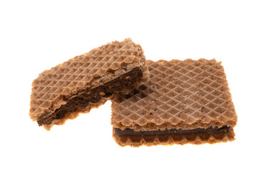 chocolate waffles isolated