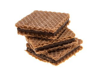 chocolate waffles isolated