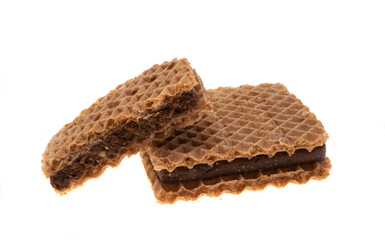 chocolate waffles isolated