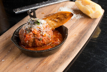 Meatballs. Classic Italian or Greek restaurant favorite. Freshly ground meat mixed w/ onions, garlic, herbs, eggs, bread crumbs, spices, fried. & sautéed in homemade marinara sauce &  cheese.
