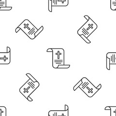 Grey line Decree, paper, parchment, scroll icon icon isolated seamless pattern on white background. Chinese scroll. Vector.