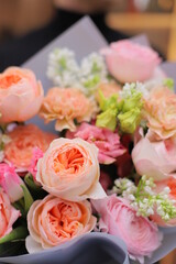 Flower composition. Macro photo. Wedding decor. A Beautiful bouquet of fresh flowers.