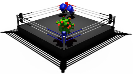 boxing fight virus abstract background 3D render