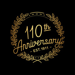 110 years anniversary celebrations design template. 110th logo. Vector and illustrations.