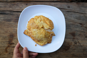 omelette, omelet or deep fried egg and rice
