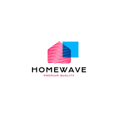 Home wave line colorful logo design simple style good for your business