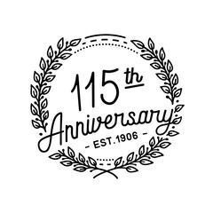 115 years anniversary celebrations design template. 115th logo. Vector and illustrations.