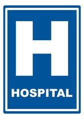 Hospital, banner, blue shape, vector icon