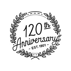 120 years anniversary celebrations design template. 120th logo. Vector and illustrations.