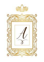 Vector golden elements, monogram identity for design template. Luxury ornaments in Victorian style.