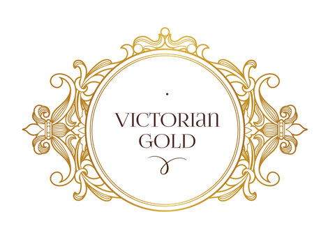 Vector golden element, round frame for design template. Luxury ornament in Victorian style. Premium floral illustration. Ornate decor, border for invitation, card, logo design, label, badge, tag.