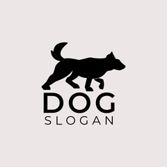 simple silhouette dog logo design