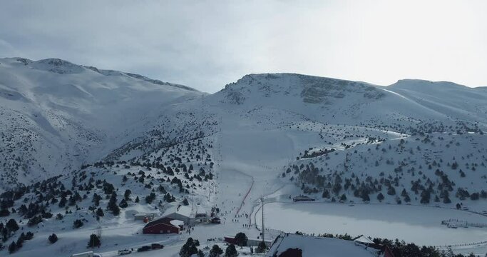 Aerial view of Ergan Ski Resort in Erzincan. 4K Footage in Turkey