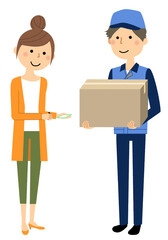 配達員と若い女性