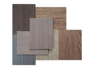 wood laminate veneer samples in multi texture including oak ,cherry ,douglas fir ,hickory ,walnut ,chestnut ,ash wooden texture isolated on white background with clipping path.