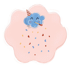 Vector illustration of Magic Cloud celebrate on pink backround.