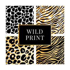 Zebra gold giraffe set dalmatian pattern, animal print wild fashion color