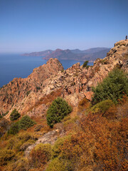 
rocks in the foreground overlooking the sea