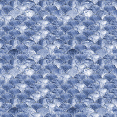 Waves japanese mermaid fish scale golden seamless pattern © Olga