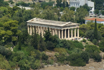 Fototapeta na wymiar Athens, Greece: view of the Temple of Hephaestus from the Acropolis