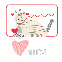 Obraz premium cat in love. Vector illustration, fall in love