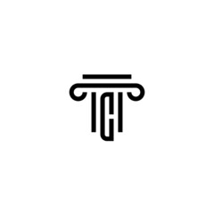 Column and Letter C logo or icon design