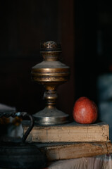 Fototapeta na wymiar Still Life with Apple oil lamp