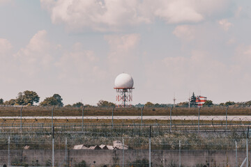 radar antenna at the airport in the form of a sphere.